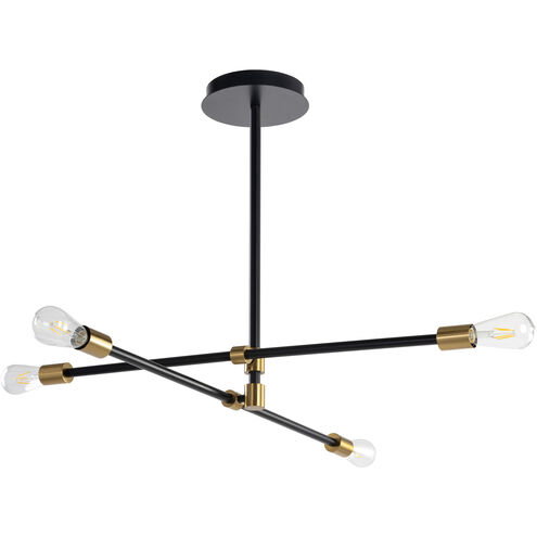 Val 4 Light 36.75 inch Black / Brass Chandelier Ceiling Light